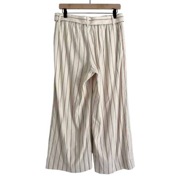 J. Jill‎ Linen Jenna Stretch Belted Cropped Pants Beige Pink Stripes Size Small - Picture 5 of 11